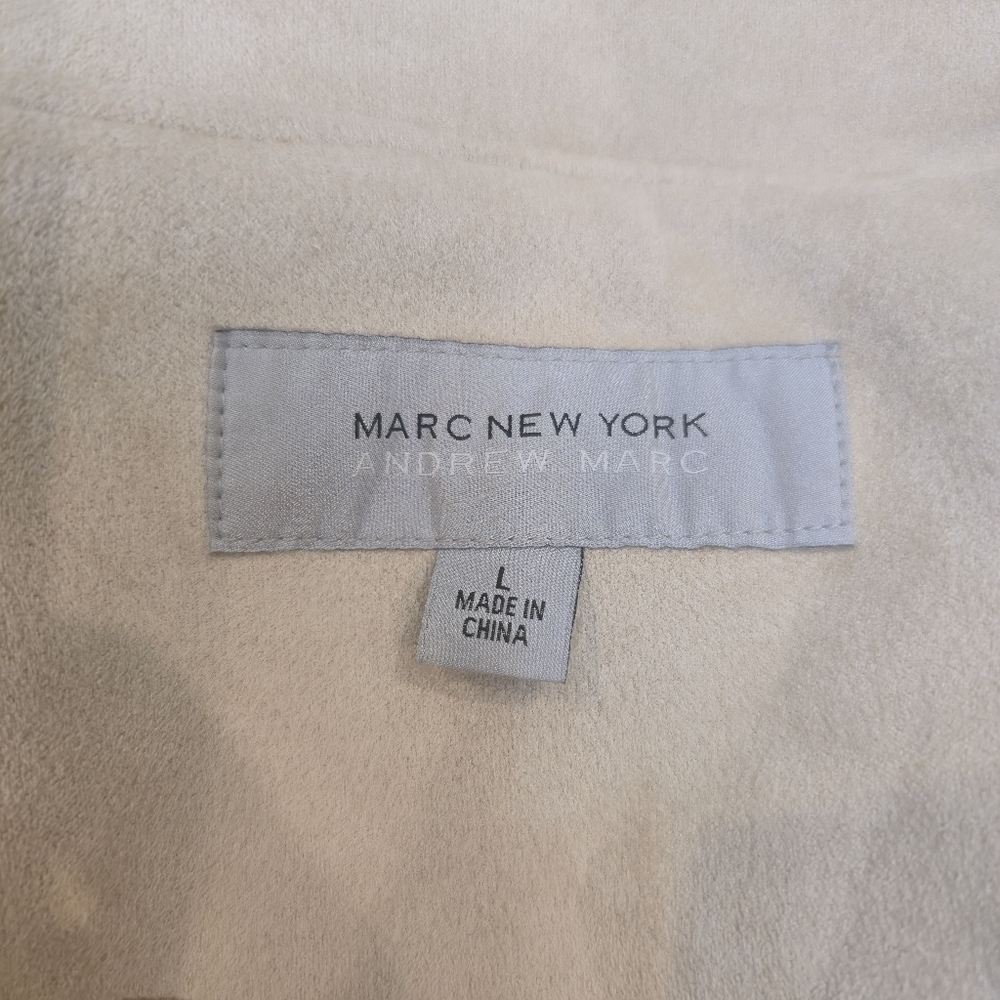 Marc New York OPEN JACKET MICROSUEDE cream ivory off-white pale beige Size Large - Picture 13 of 17